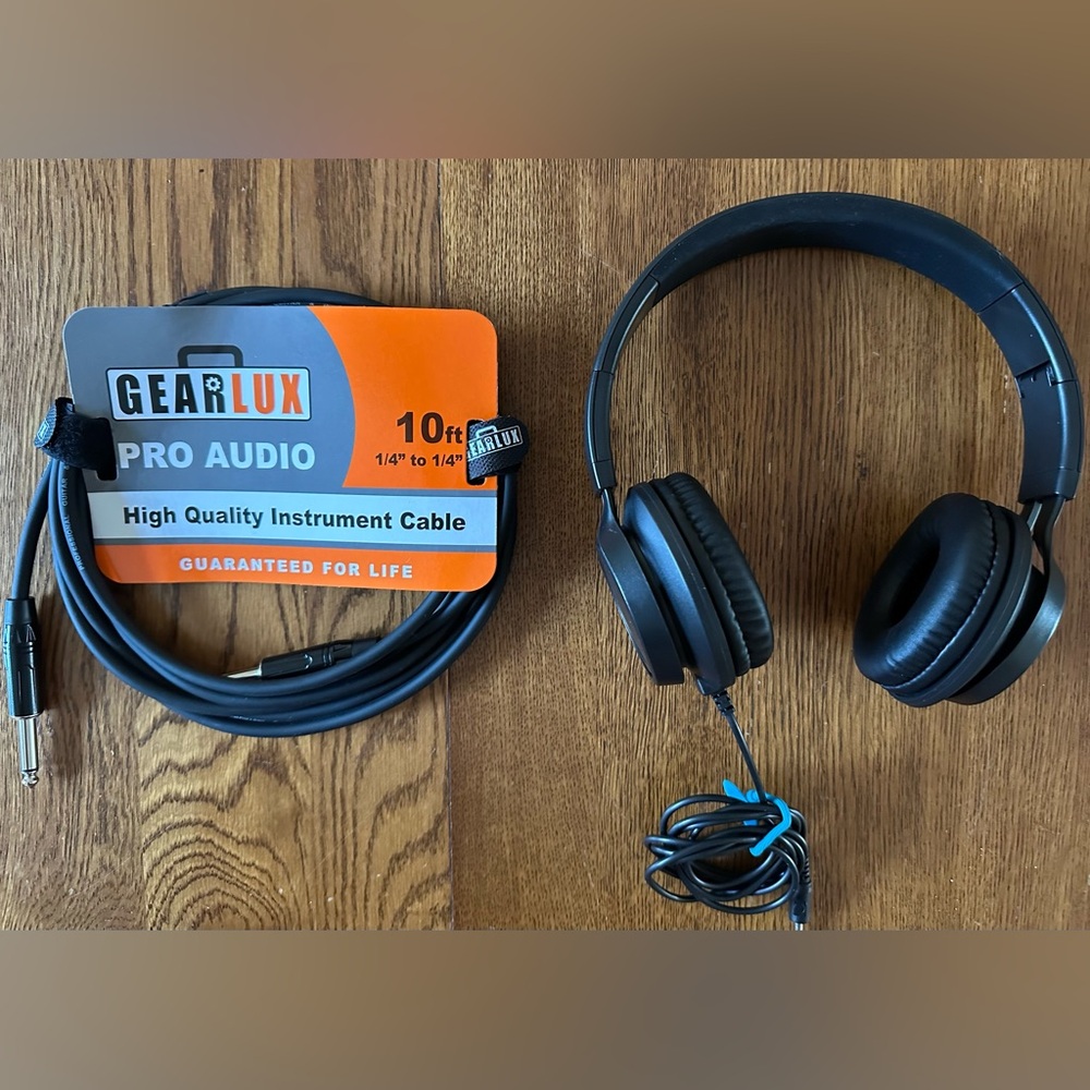 Gearlux Instrument Cable 10ft & Headphones Pro Audio High Quality